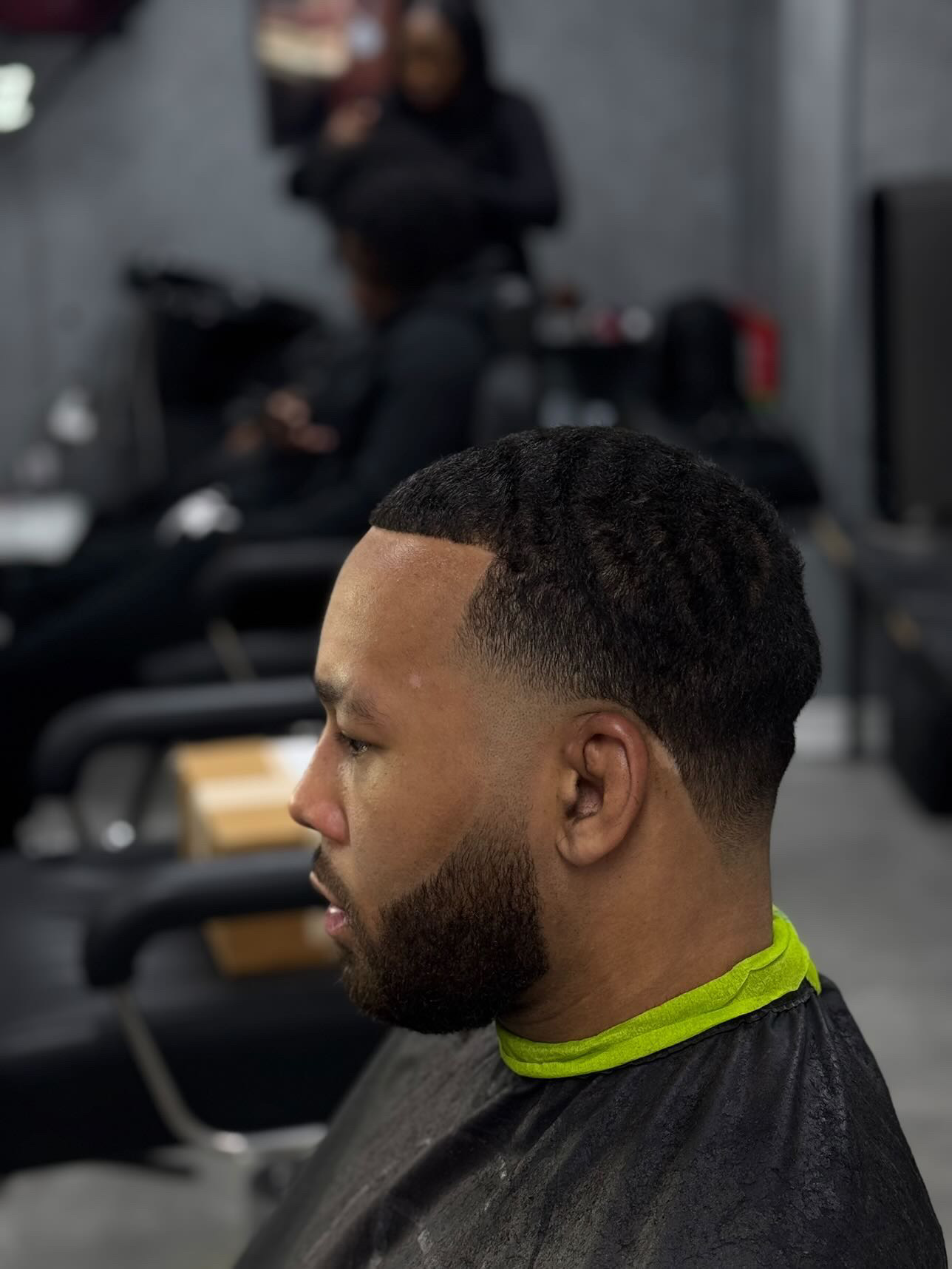 Low fade with full beard blend